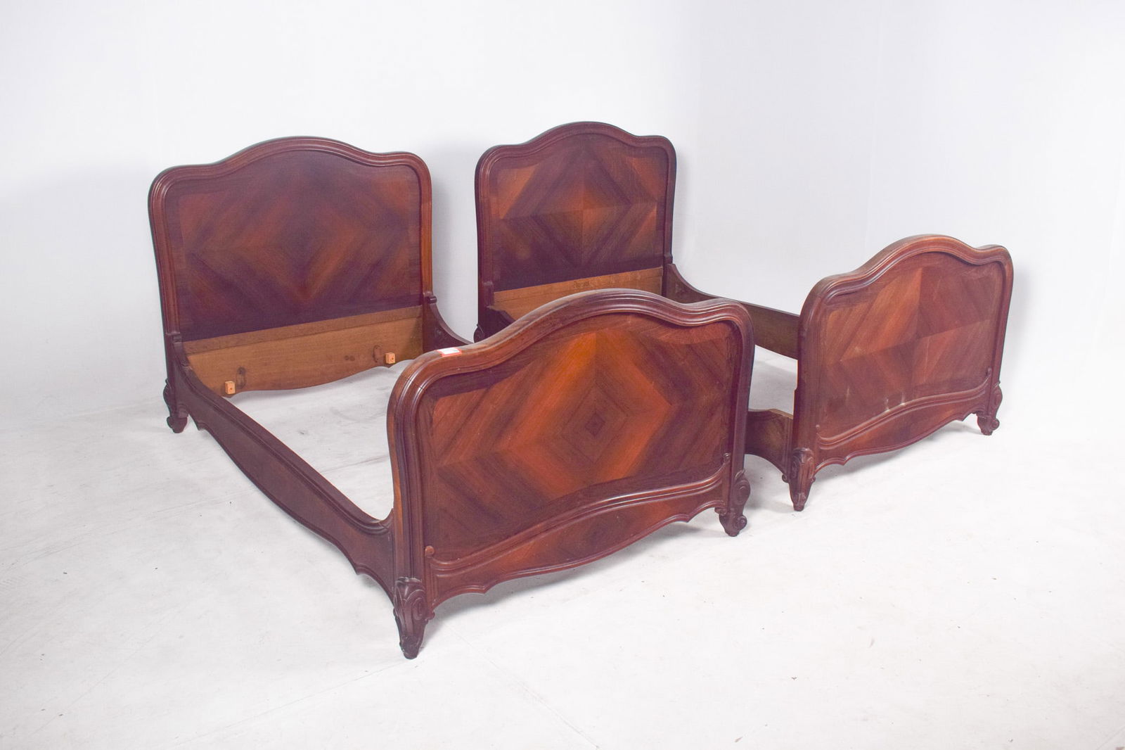 Louis XV Rosewood Veneered Single Beds, 1890, Set of 2 - 8