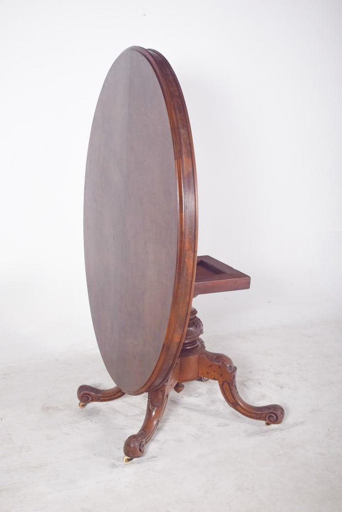 Antique Oval Walnut Dining Table, 1890s - 9