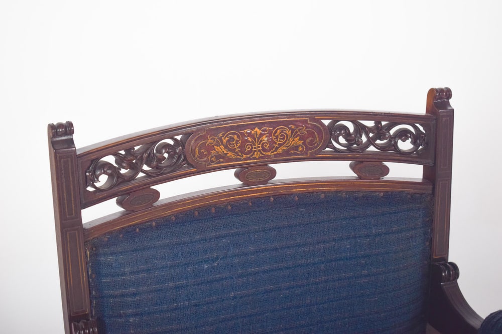 English Ladys Chair in Blue Upholstery - 11