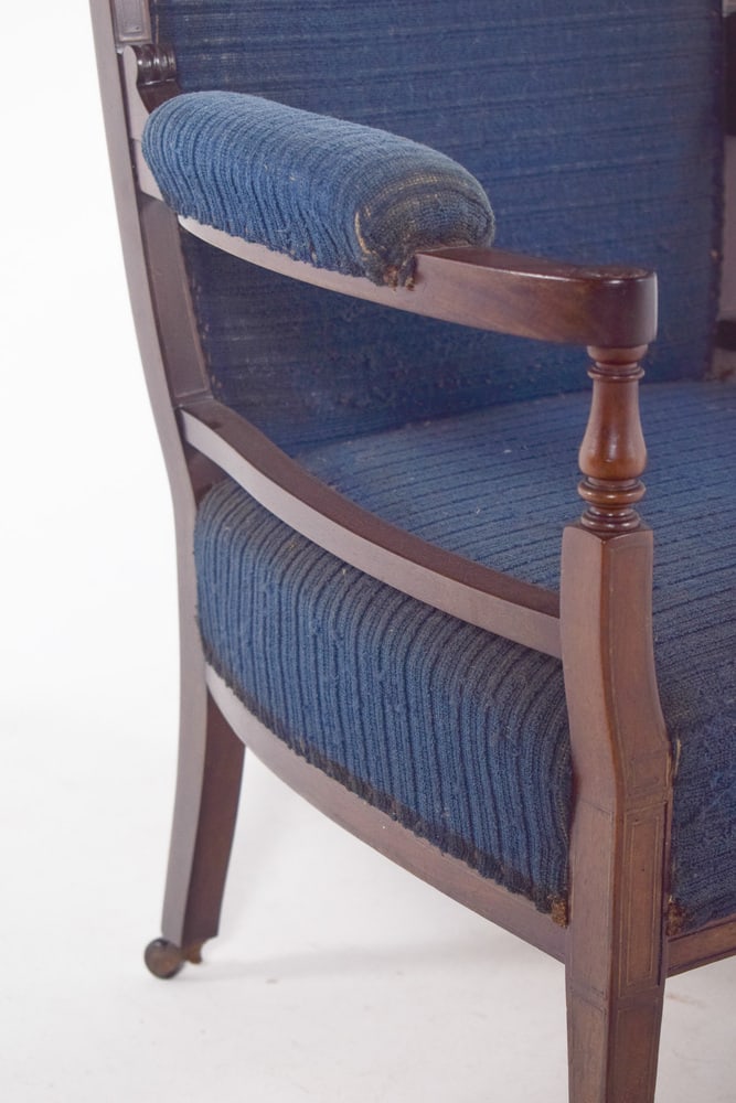 English Ladys Chair in Blue Upholstery - 12