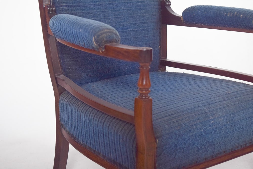 English Ladys Chair in Blue Upholstery - 13