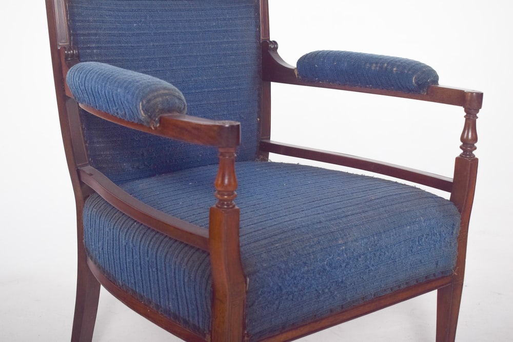 English Ladys Chair in Blue Upholstery - 14
