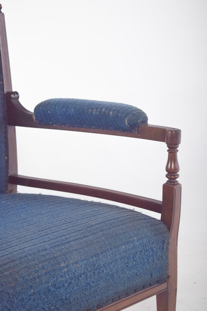 English Ladys Chair in Blue Upholstery - 5