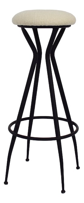 High Metal Bar Stool with Dedar Wool Seat, Italy, 1960: Country of Manufacture: Italy Design Period: 1960 to 1969 Production Period: 1960 to 1969 Detailed Condition: Very Good — This vintage/antique item has no defects, but it may show slight traces