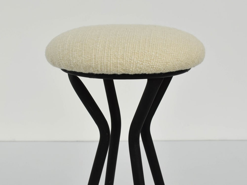 High Metal Bar Stool with Dedar Wool Seat, Italy, 1960 - 4