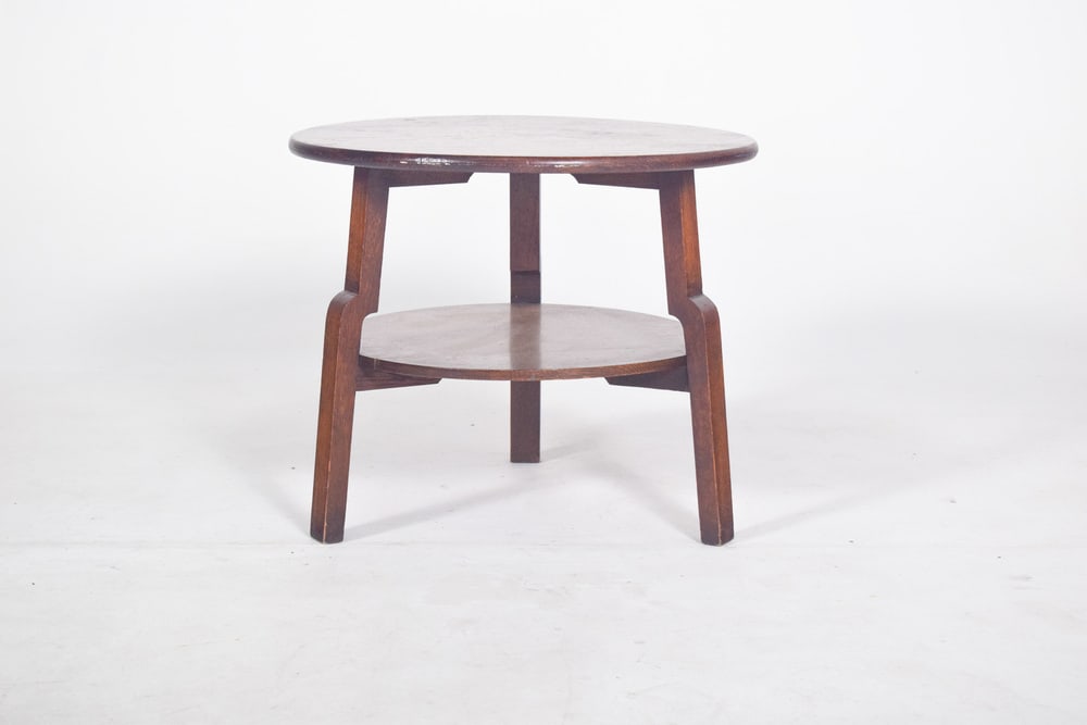 Portuguese Rustic Round Oak Coffee Table, 1950 - 2