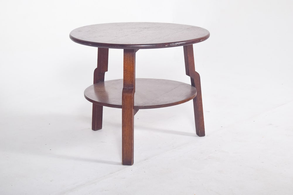 Portuguese Rustic Round Oak Coffee Table, 1950 - 3