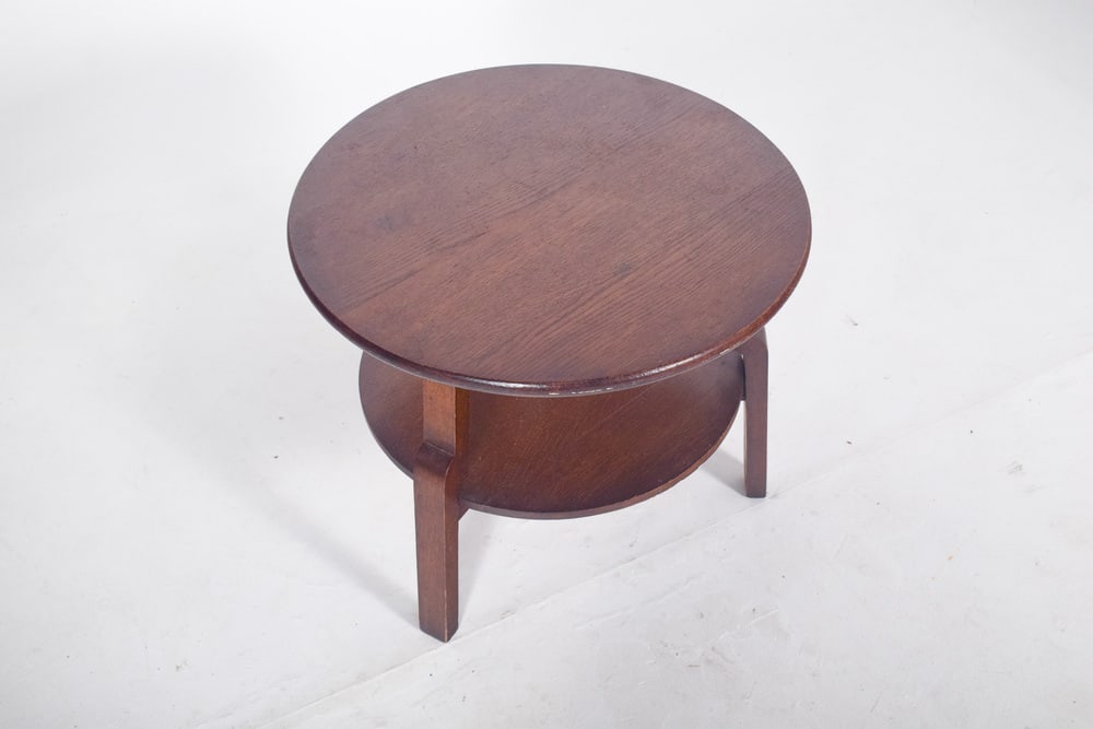 Portuguese Rustic Round Oak Coffee Table, 1950 - 5