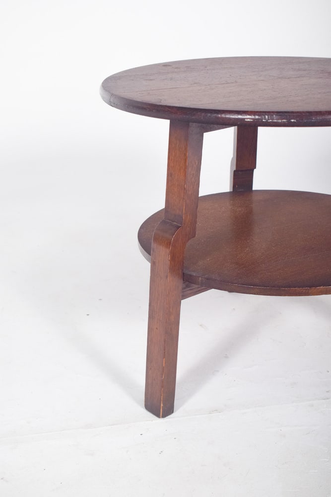 Portuguese Rustic Round Oak Coffee Table, 1950 - 6