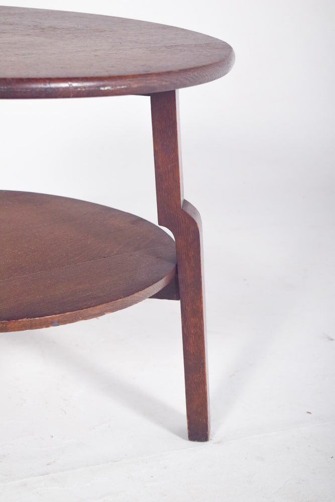 Portuguese Rustic Round Oak Coffee Table, 1950 - 7