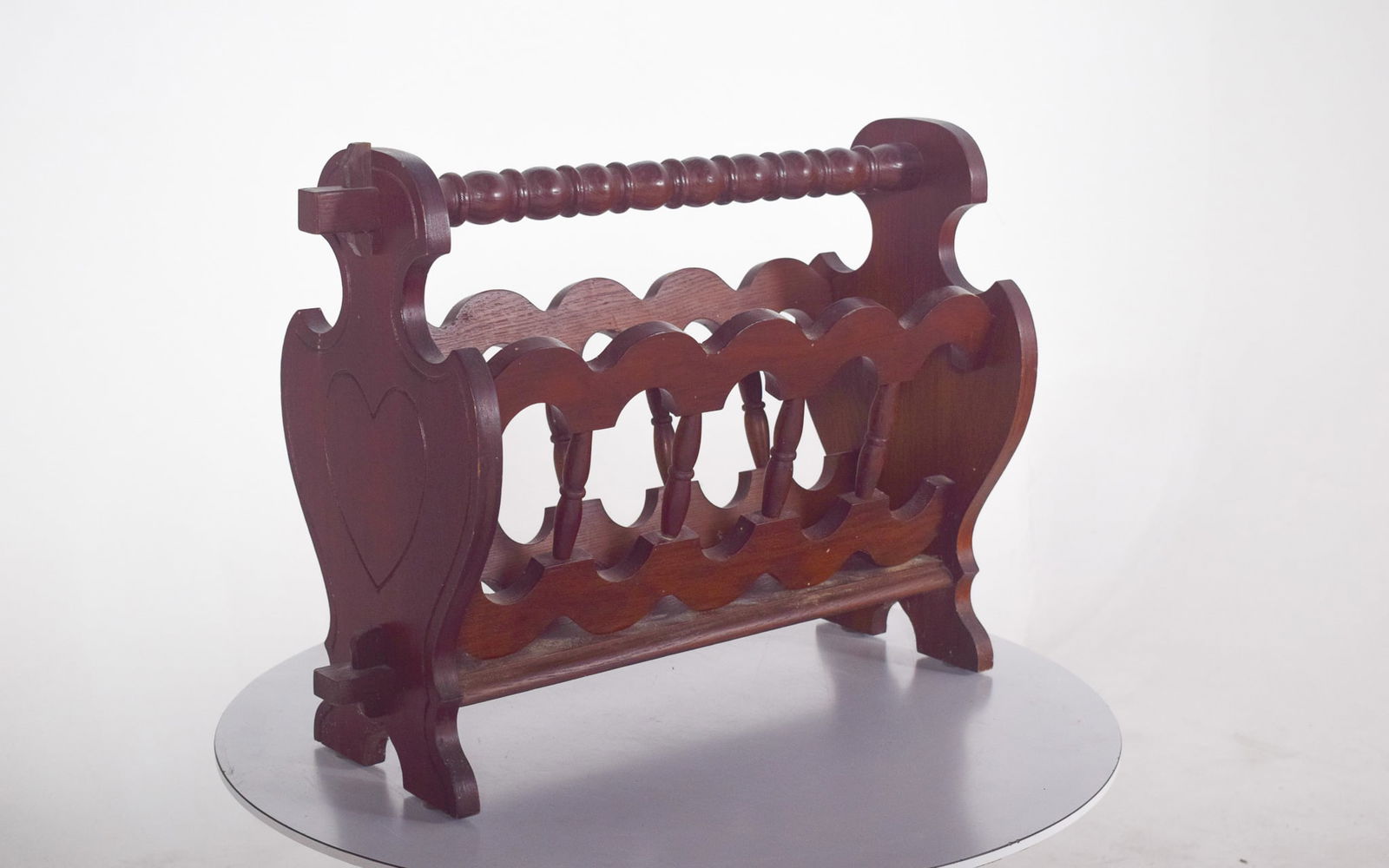 Antique Rustic Oak Magazine Rack, 1890s - 2