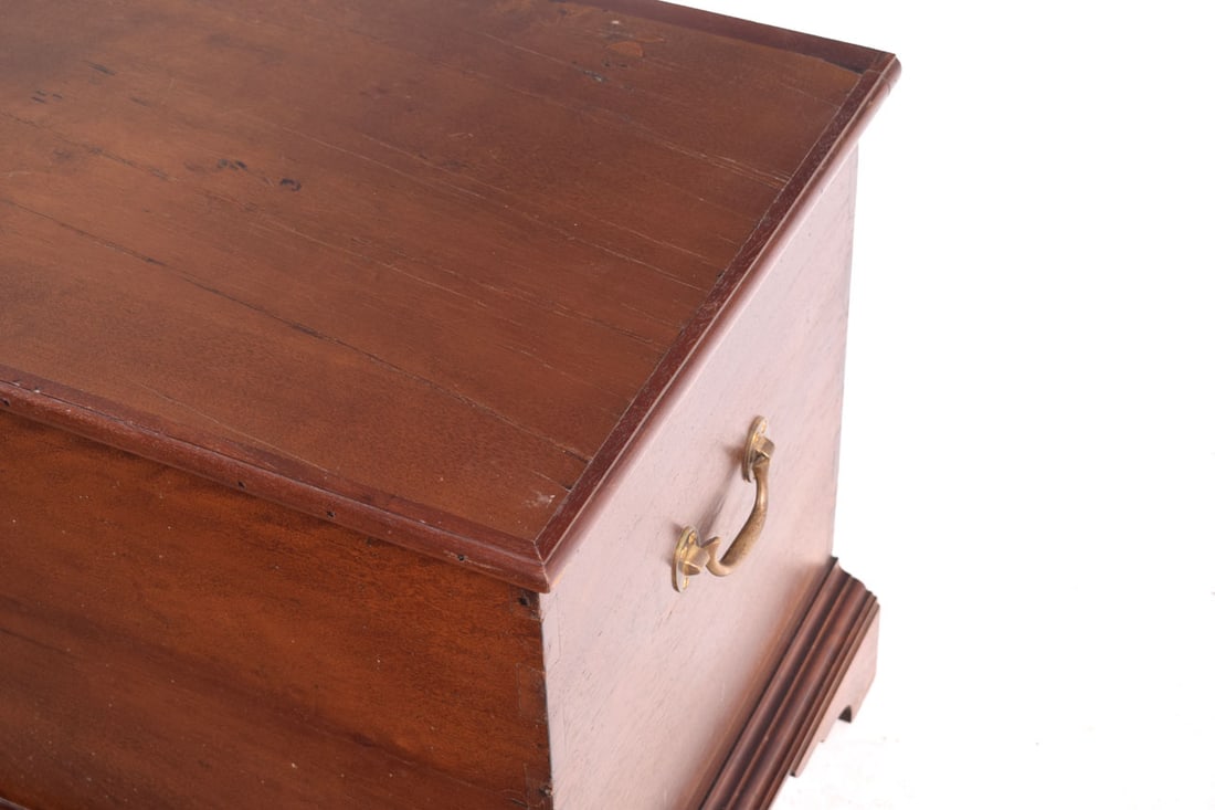 Antique Wood Trunk with Metal Handles, 1890s - 2
