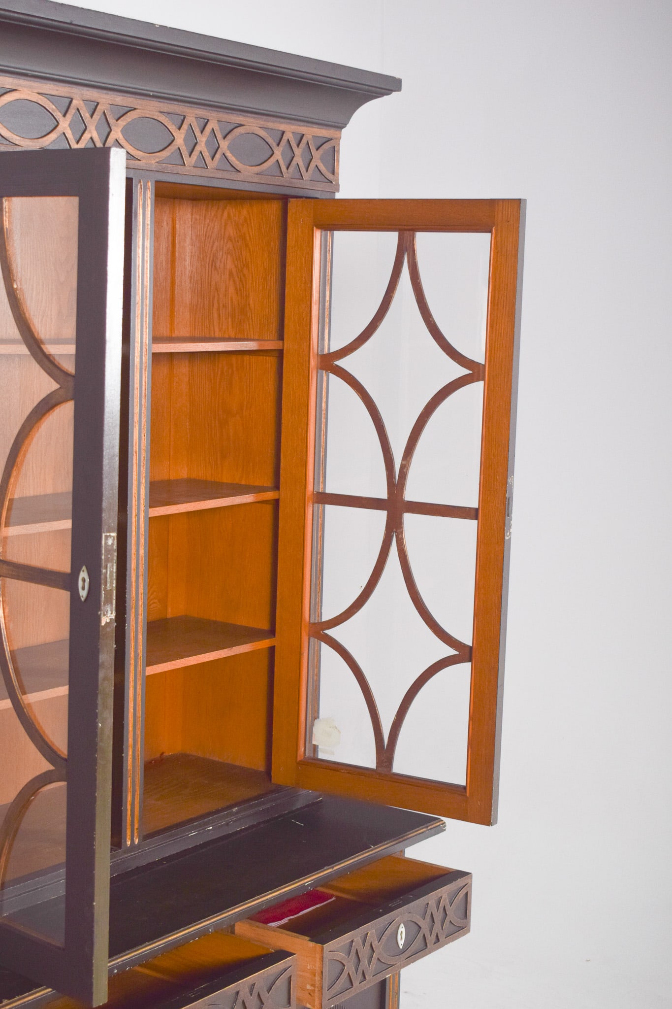 Danish Rustic Painted Cabinet with Gilt Accents - 10