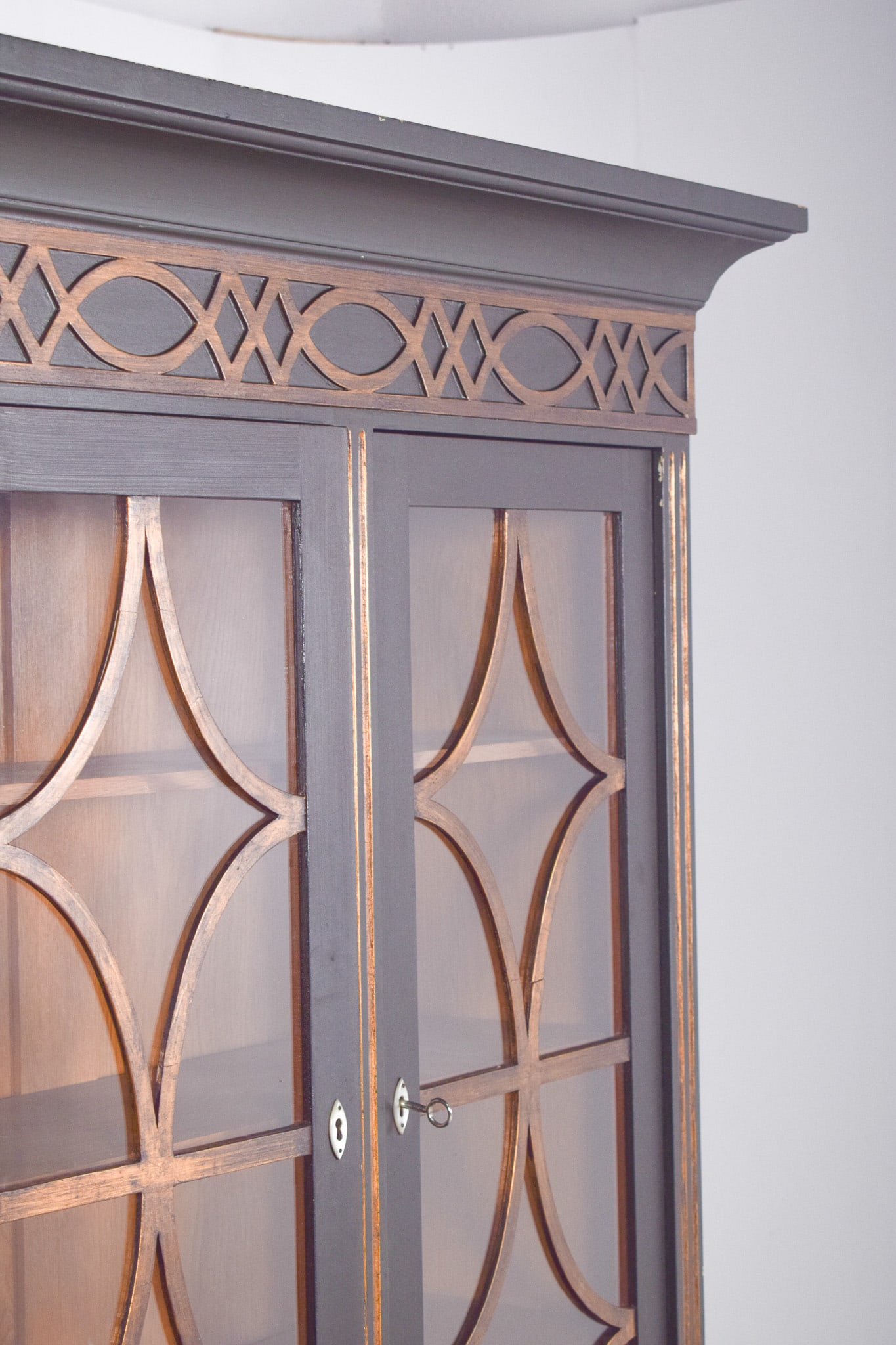 Danish Rustic Painted Cabinet with Gilt Accents - 9