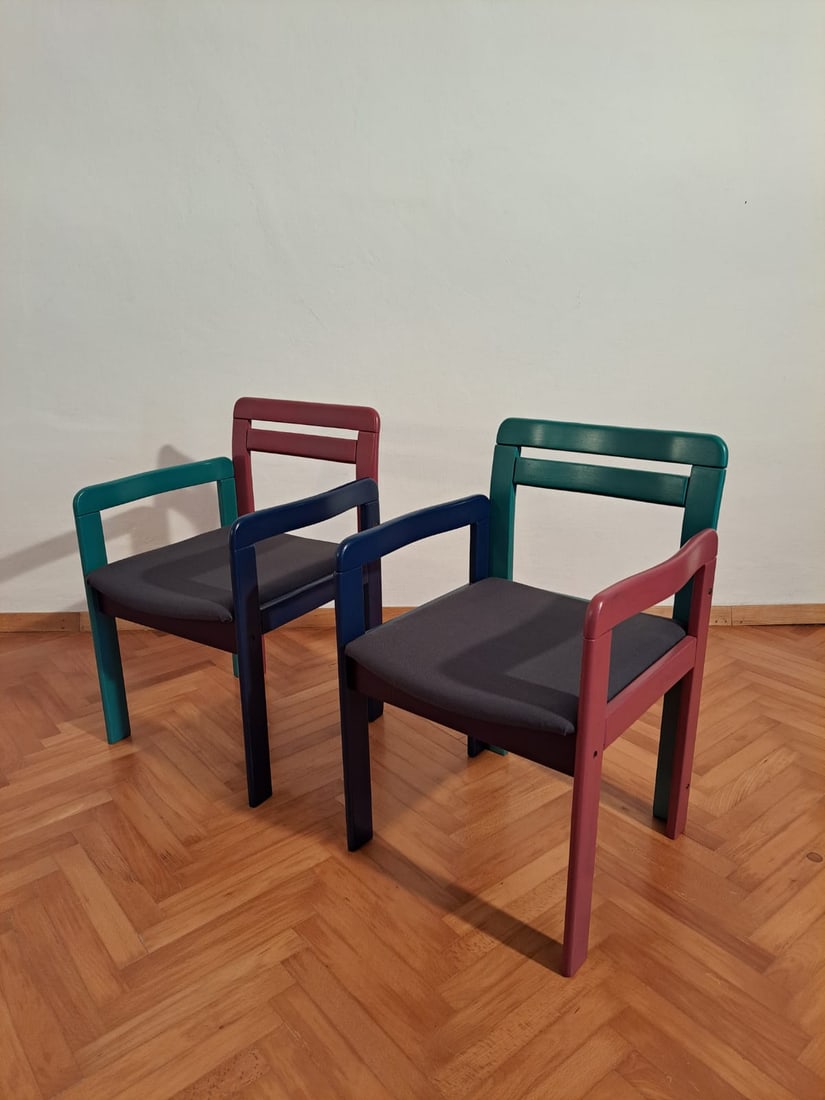 Set of Vintage Dining Chairs, 1980s - 2
