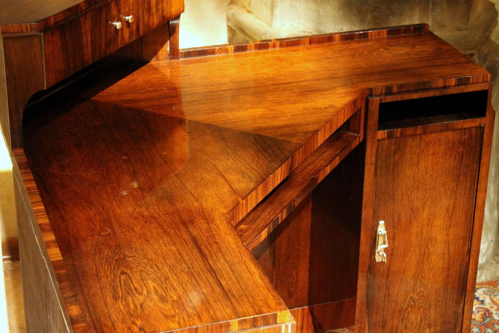 Art Deco Veneer Writing Desk or Vanity Table, 1920s - 15