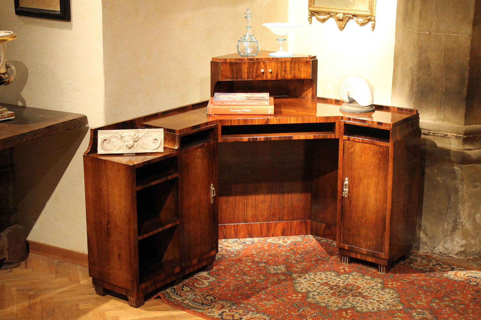 Art Deco Veneer Writing Desk or Vanity Table, 1920s - 3