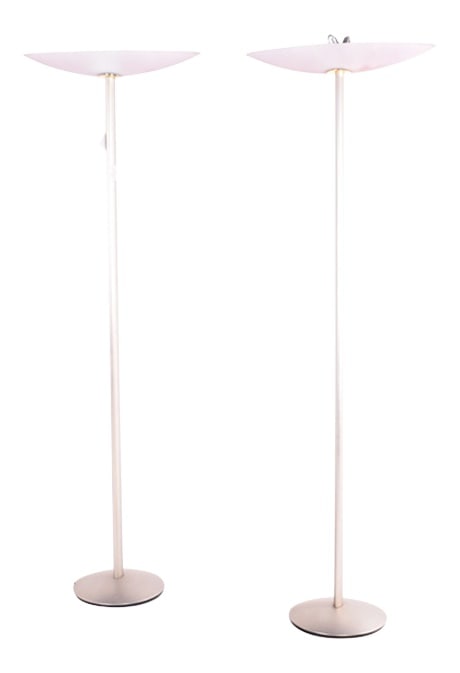 Floor Lamps, 1970s, Set of 2: This is a pair of metal standing lamps from Denmark. Country of Manufacture: Denmark Design Period: 1970 to 1979 Production Period: 1970 to 1979 Restoration and Damage Details: Light wear consistent