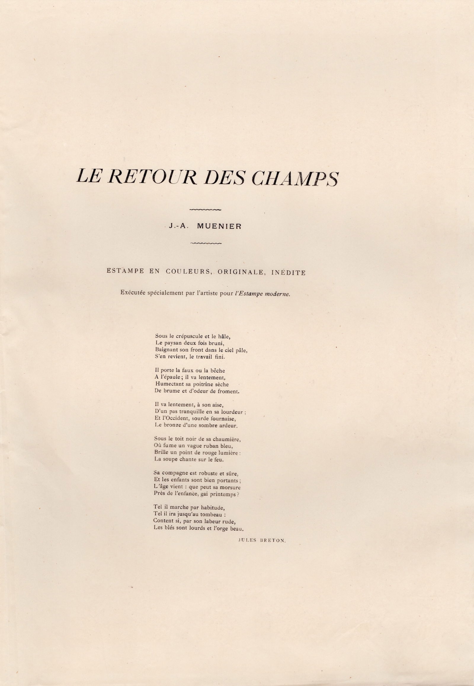 J. A. Muenier, Le Retour des Champs, 1898, Lithograph - 7