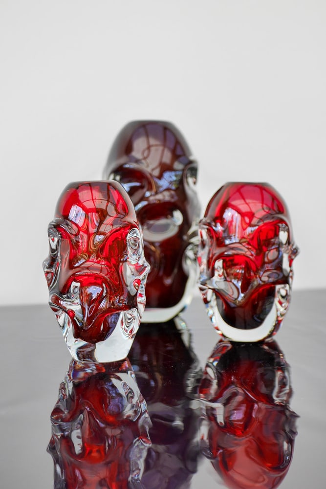 Red Crystal Vases by Augustsson for Åseda, Set of 2 - 3