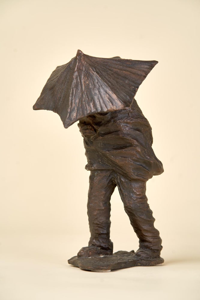 Carlo Balljana, Figurative Sculpture, 1973, Bronze: Controvento is the name of this bronze sculpture by the sculptor Carlo Balljana (Treviso 29/08/44). The sculpture is in perfect condition and signed by the artist (1/99, 1973). A world-renowned work