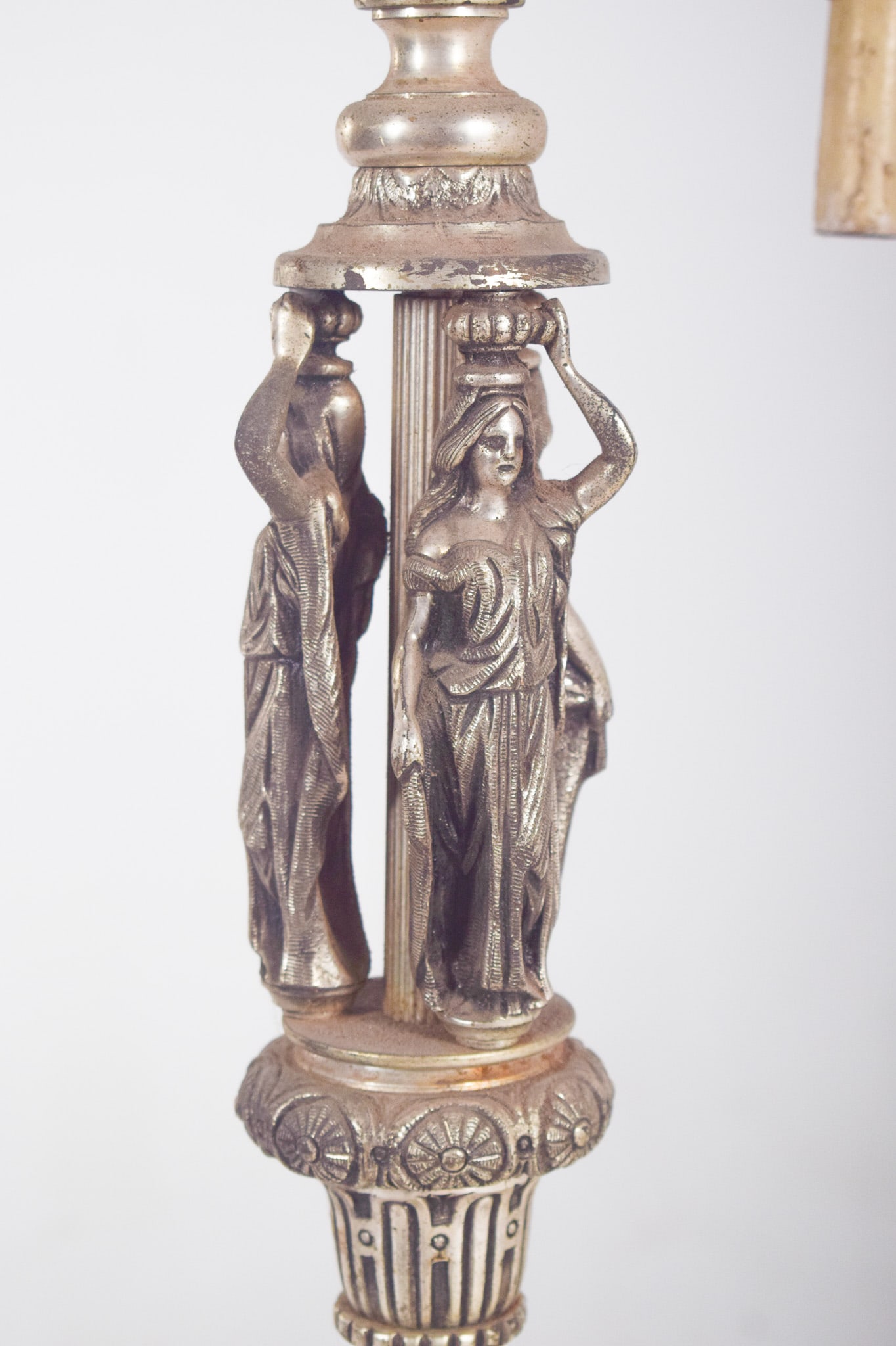 French Silvered Metal Floor Lamp with Four Lights, 1920 - 4