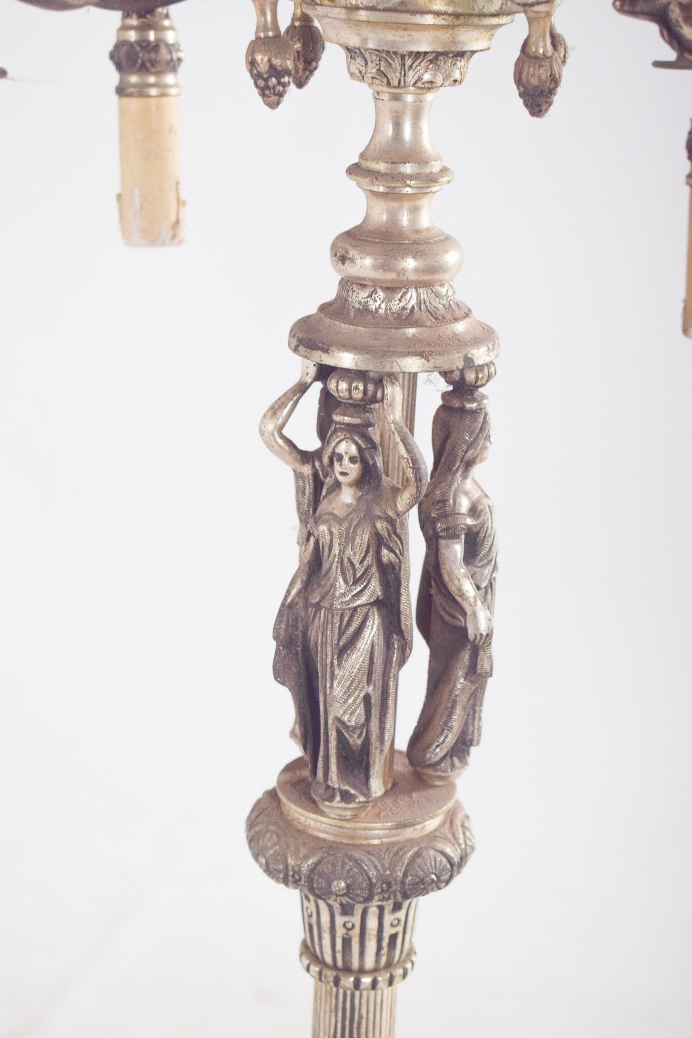 French Silvered Metal Floor Lamp with Four Lights, 1920 - 5