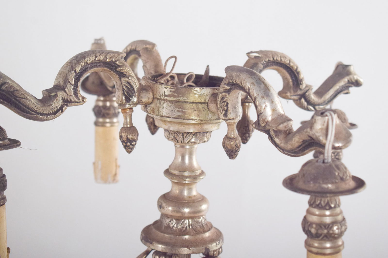 French Silvered Metal Floor Lamp with Four Lights, 1920 - 8