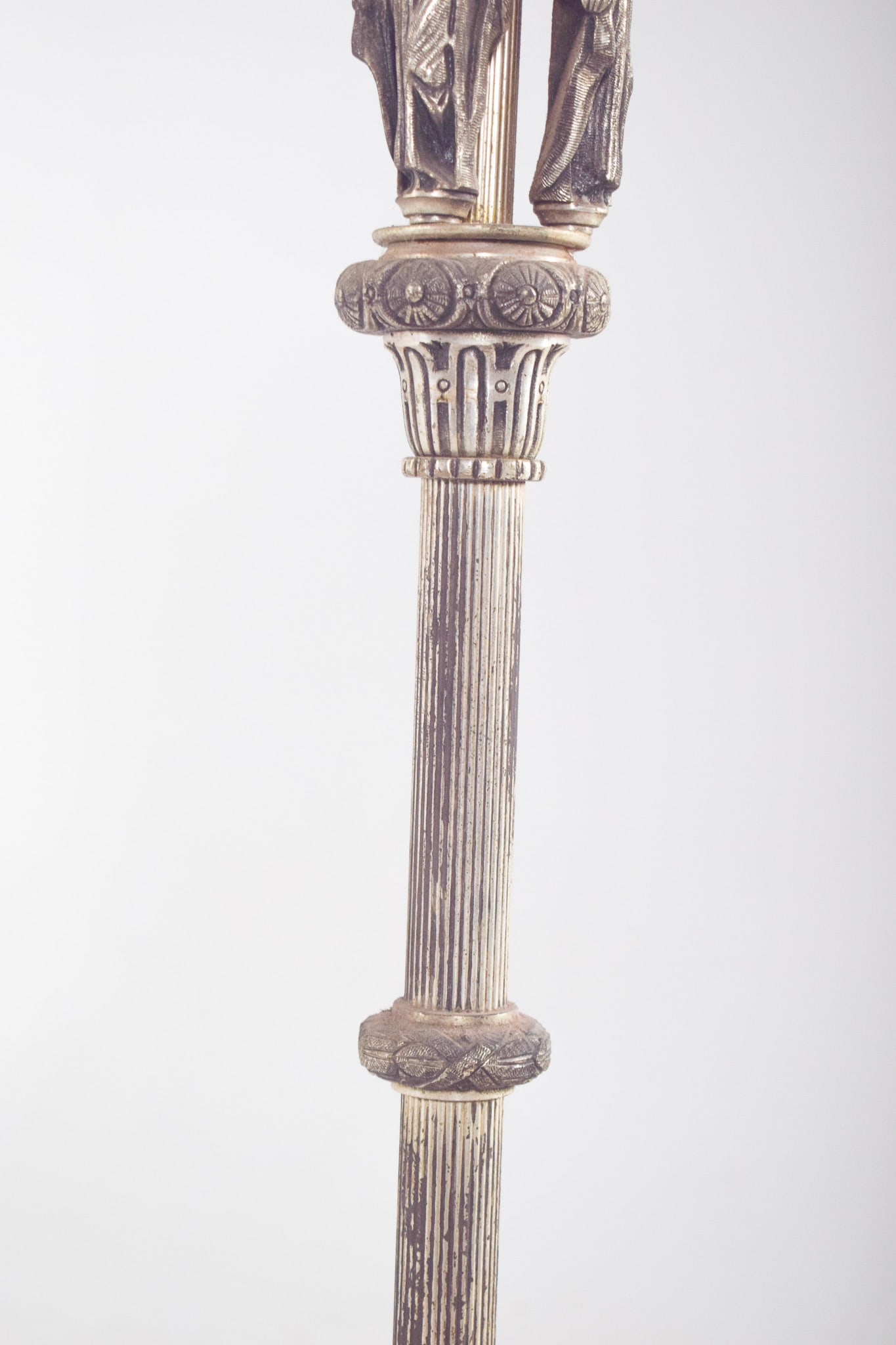 French Silvered Metal Floor Lamp with Four Lights, 1920 - 9