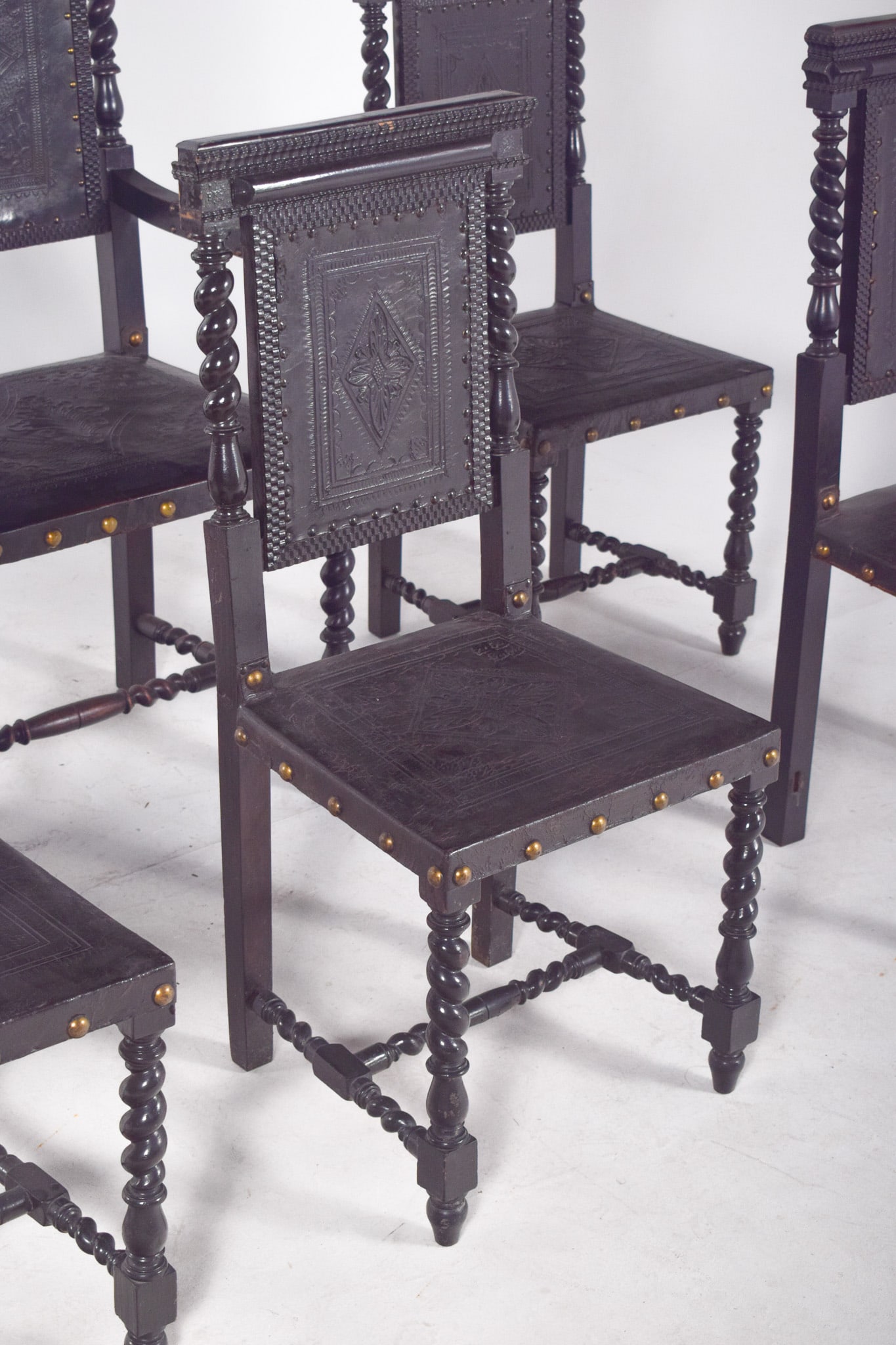 Leather Dining Chairs, 1920s, Set of 6 - 10