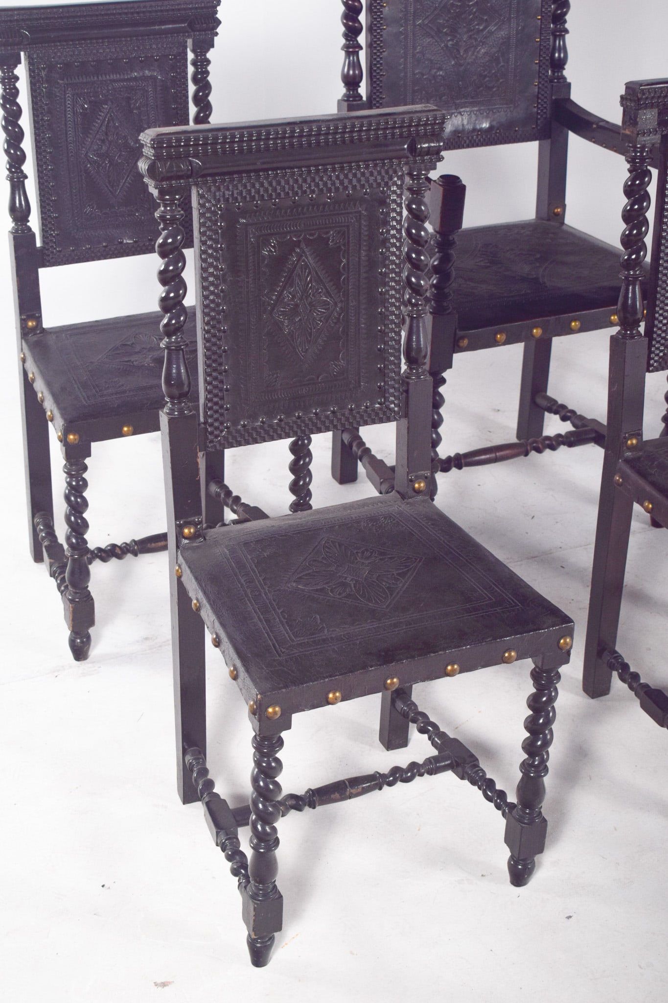 Leather Dining Chairs, 1920s, Set of 6 - 11