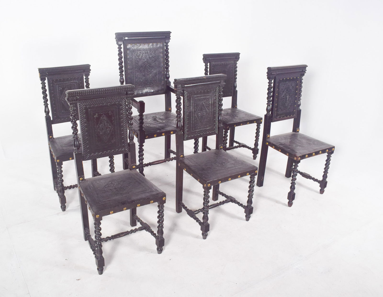 Leather Dining Chairs, 1920s, Set of 6 - 3