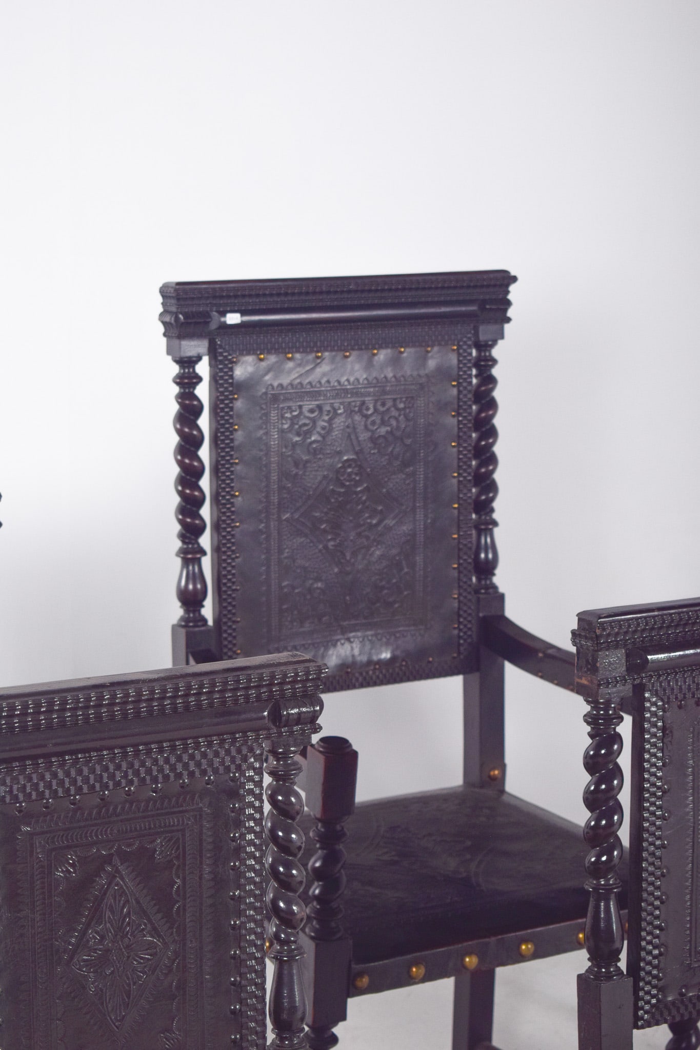 Leather Dining Chairs, 1920s, Set of 6 - 6