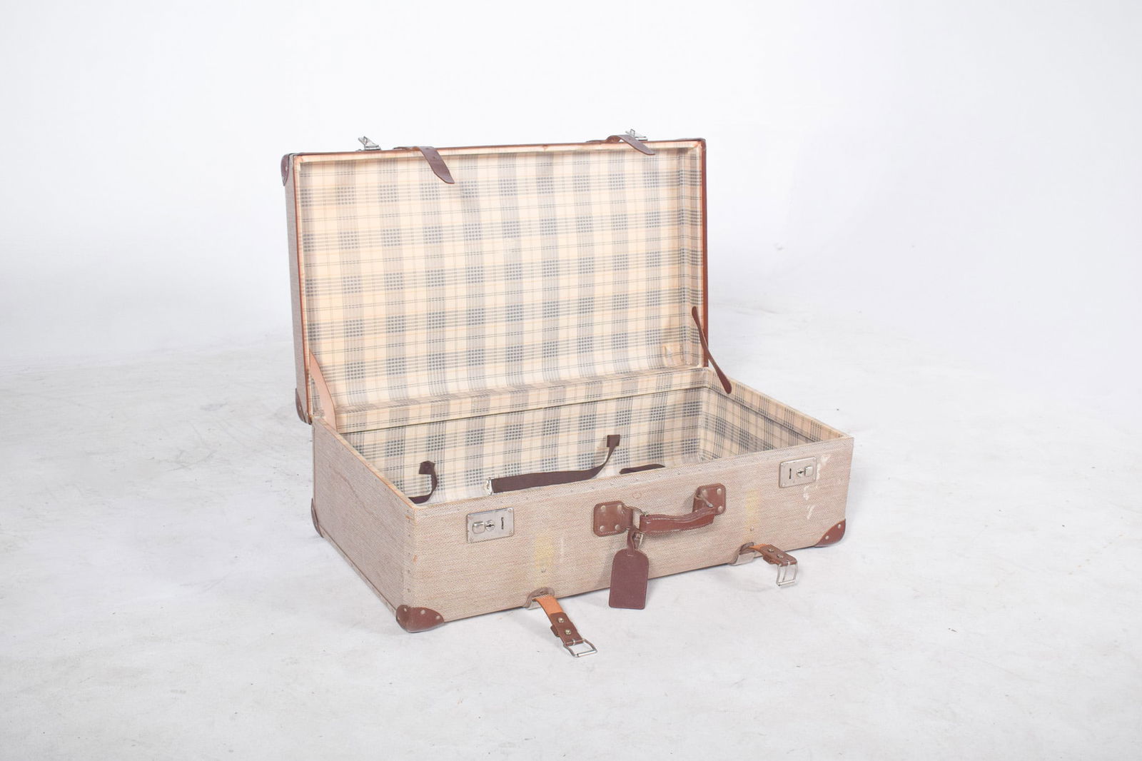 Mid-Century Modern Travelling Bag with Leather, 1950s - 2