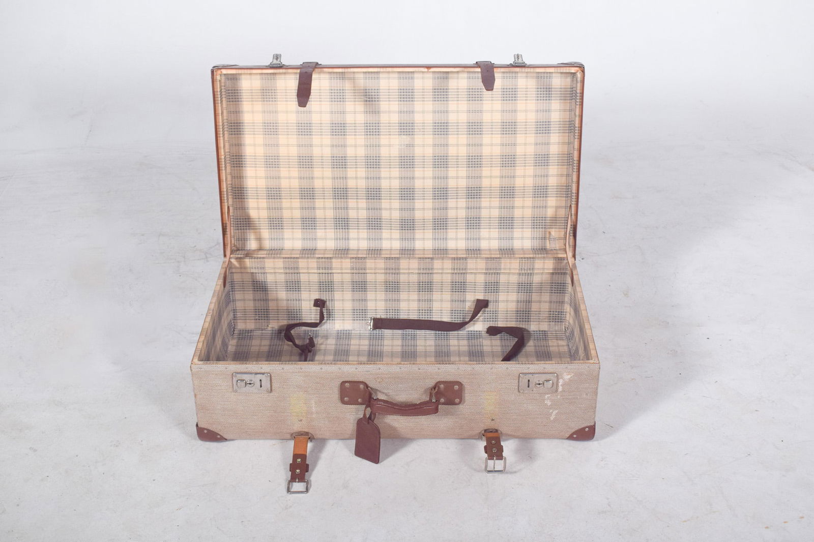 Mid-Century Modern Travelling Bag with Leather, 1950s - 4