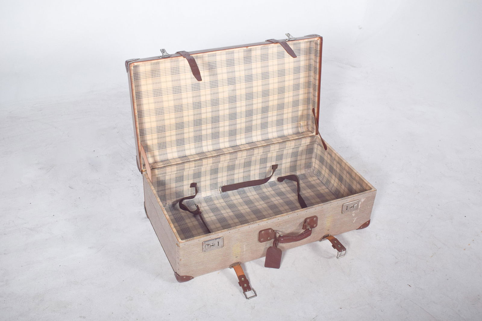 Mid-Century Modern Travelling Bag with Leather, 1950s - 5