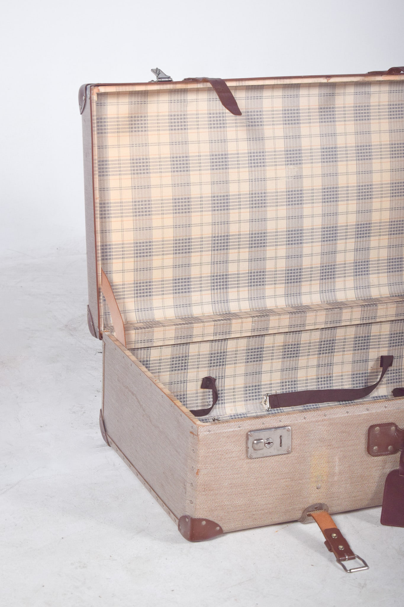 Mid-Century Modern Travelling Bag with Leather, 1950s - 9