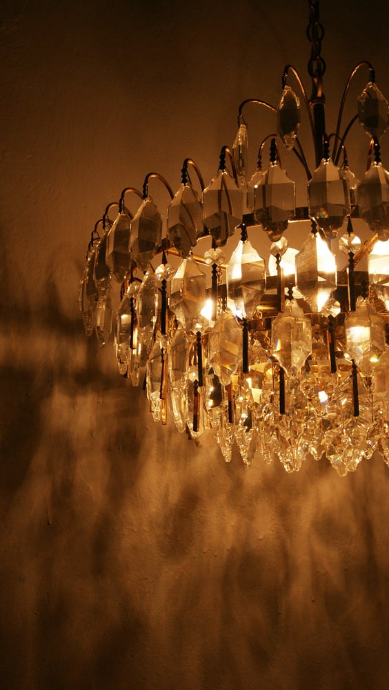 Large Crystal Glass Ceiling Lamp from Palwa - 7