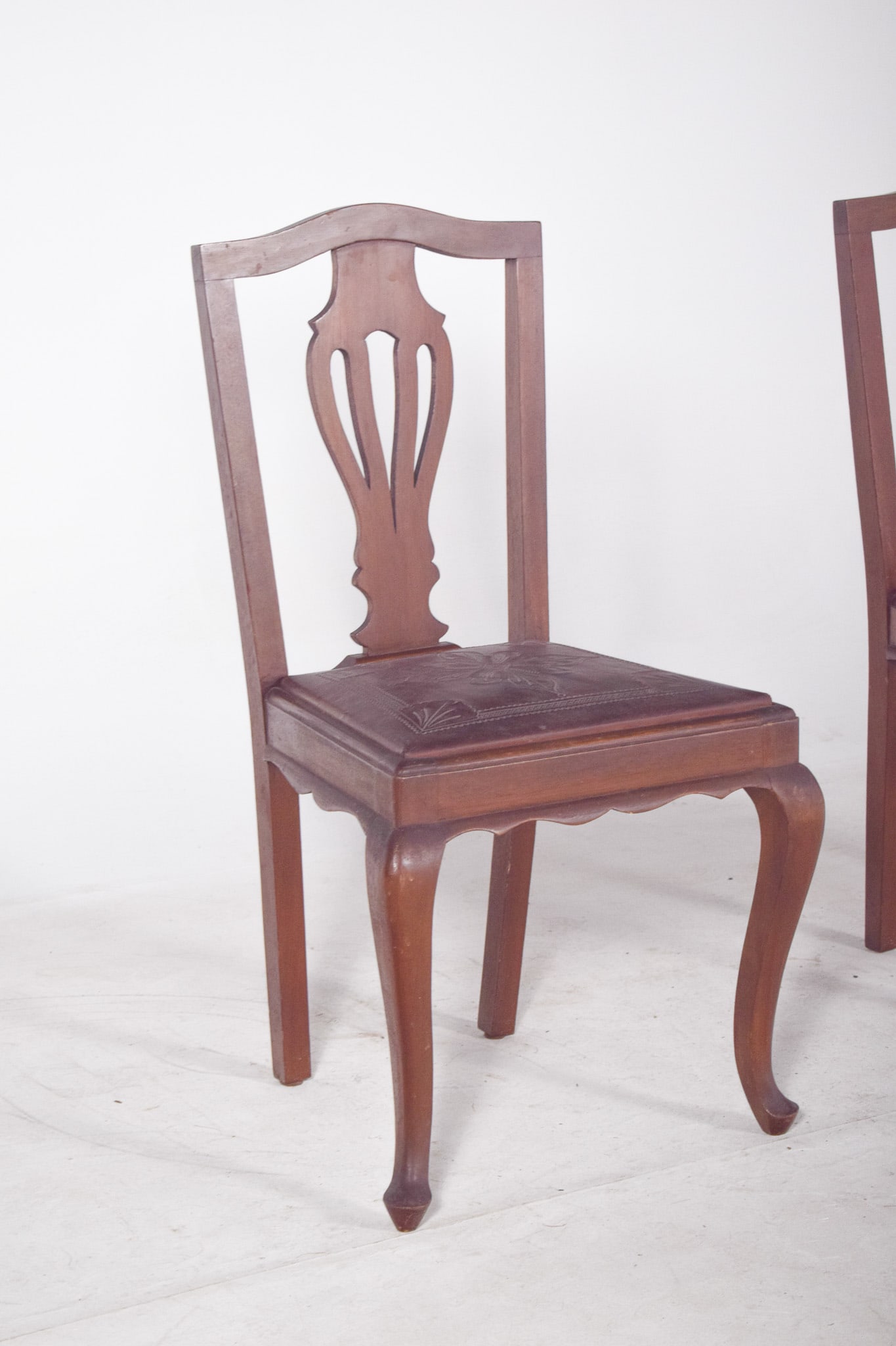 Chairs with Embossed Leather Seats, 1950s, Set of 2 - 3