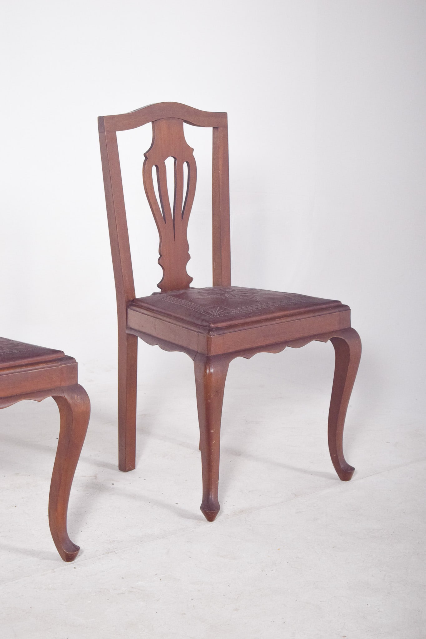 Chairs with Embossed Leather Seats, 1950s, Set of 2 - 4