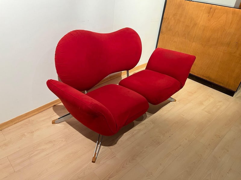Red Convertible Sofa attributed to Bonaldo, 1980s - 10
