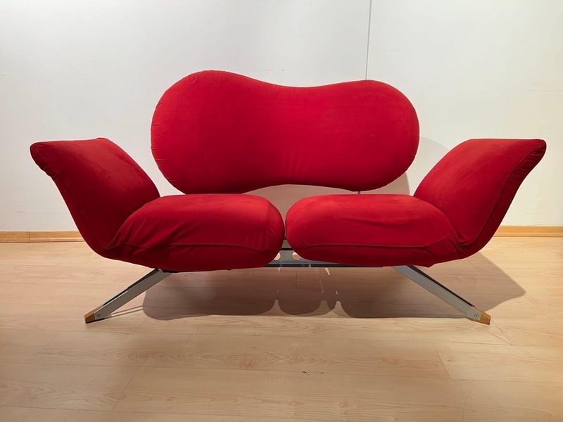 Red Convertible Sofa attributed to Bonaldo, 1980s - 3