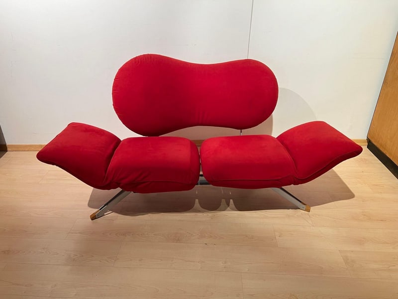 Red Convertible Sofa attributed to Bonaldo, 1980s - 7