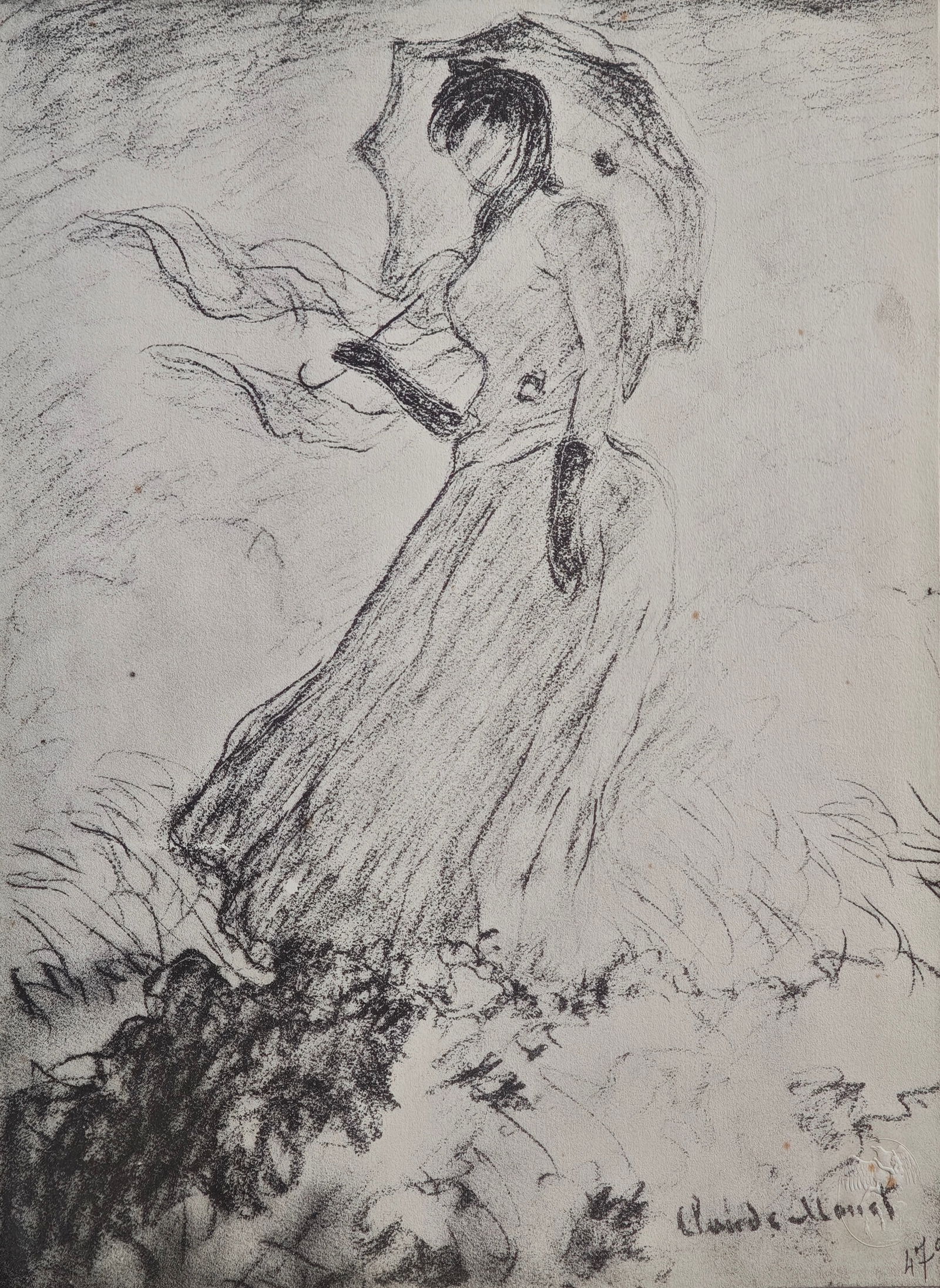 After Claude Monet, Lady with Parasol, 1918, Lithograph - 3