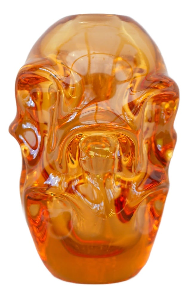 Orange Crystal Vase by Börne Augustsson for Åseda: A stunning crystal vase made by the talented Börne Augustsson during the 50s. The shape is very biomorphic. This is an early production of the type of vases that made Börne Augustsson very