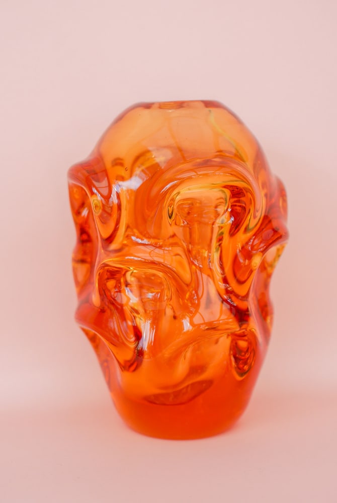 Orange Crystal Vase by Börne Augustsson for Åseda - 5