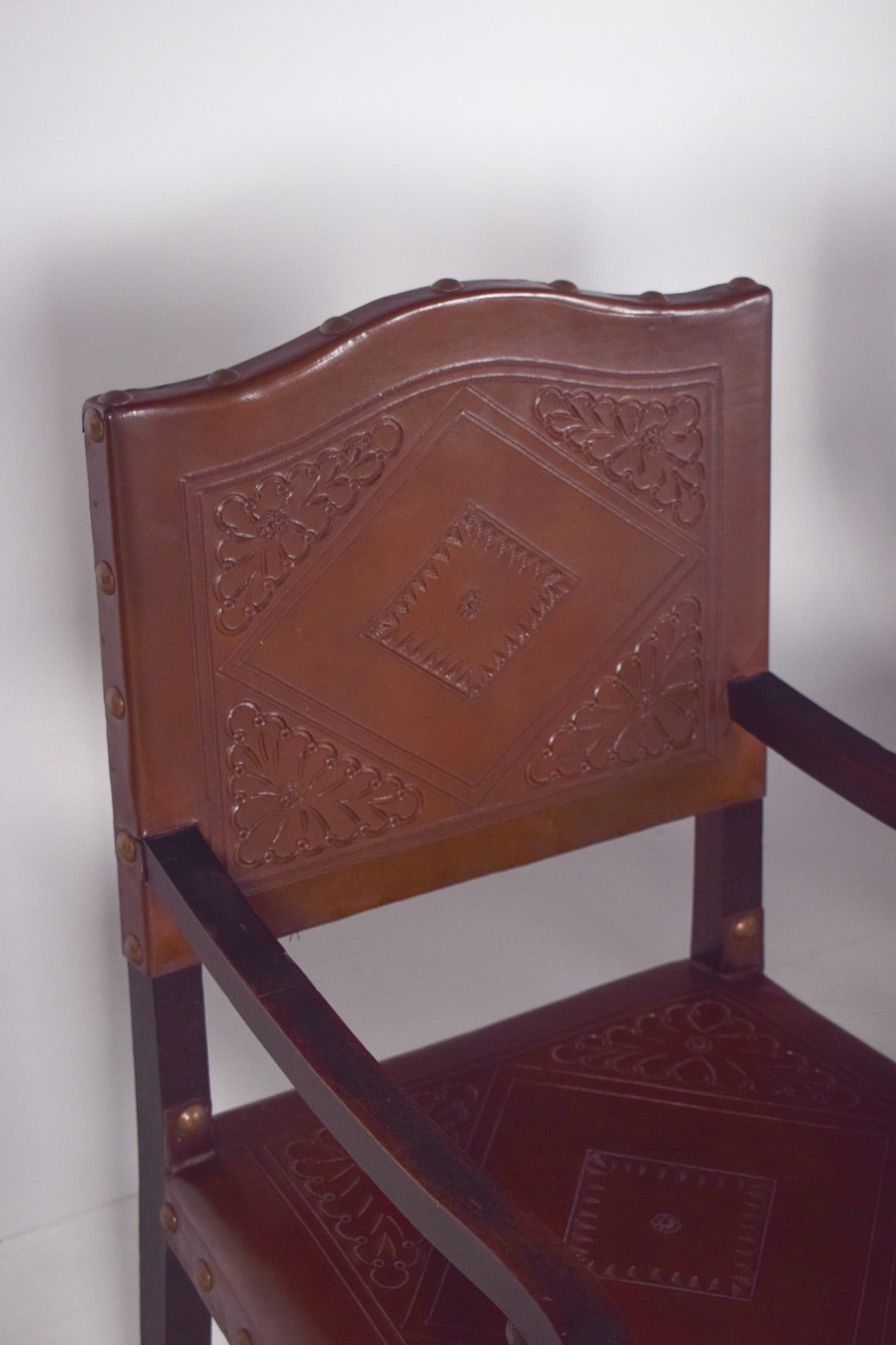 Chairs with Studded Leather Backs and Seats, Set of 8 - 5