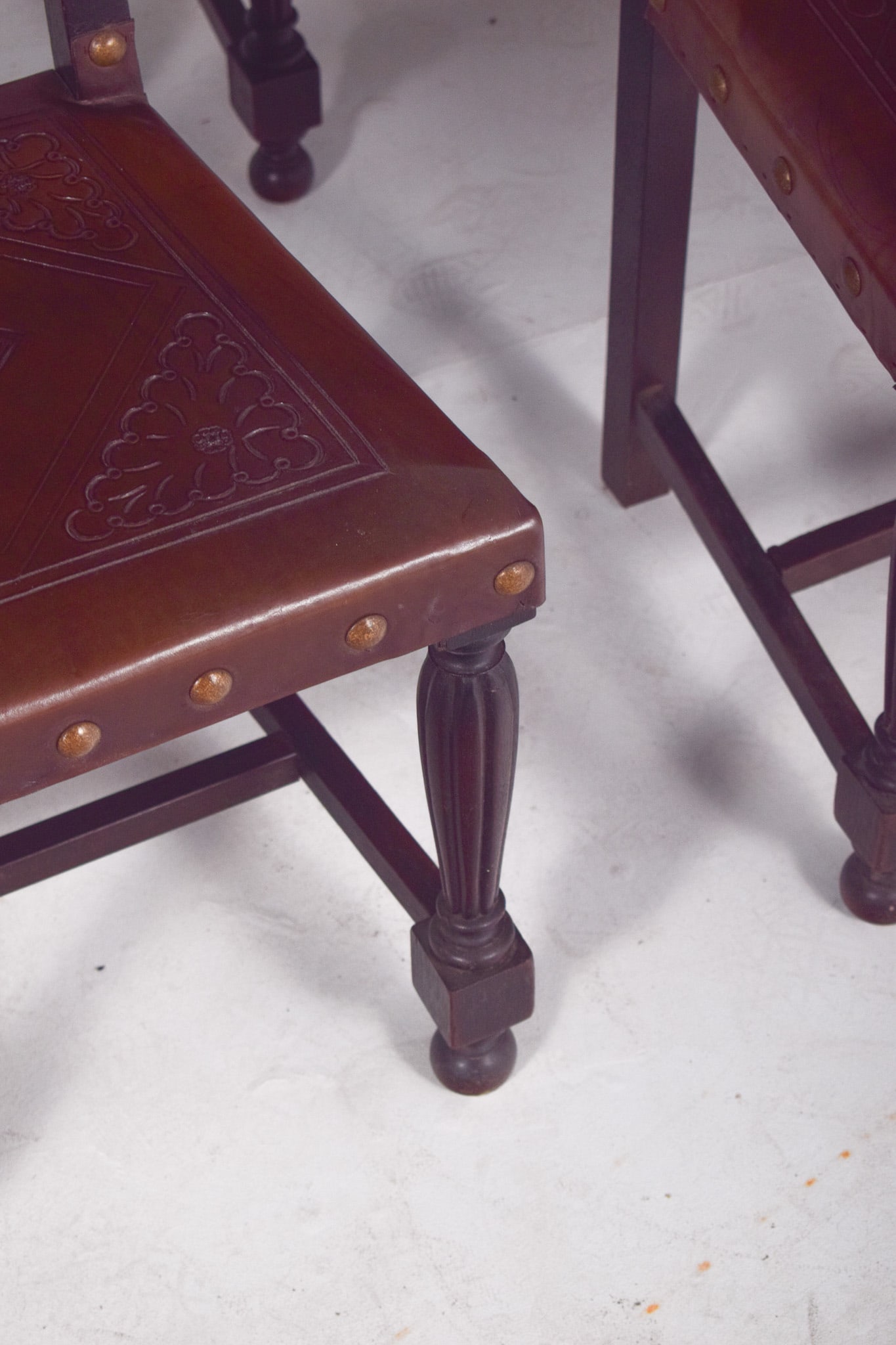 Chairs with Studded Leather Backs and Seats, Set of 8 - 6