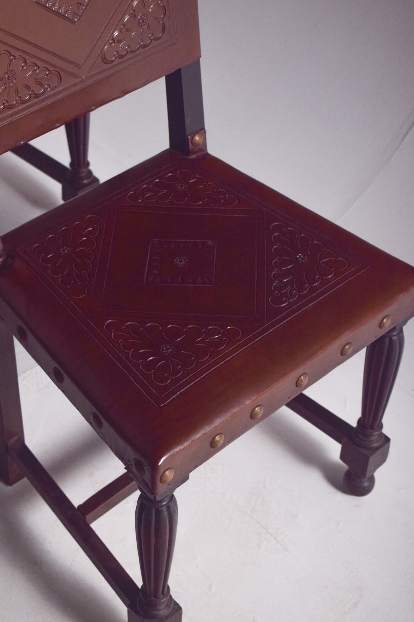 Chairs with Studded Leather Backs and Seats, Set of 8 - 8