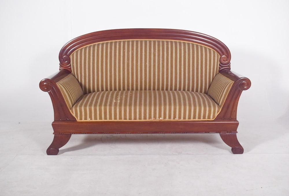 French Upholstered 3-Seater Canape - 9